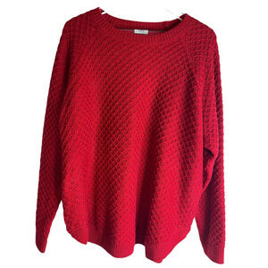 St John's Bay NWT Red Holiday Diamond Stitched Sweater